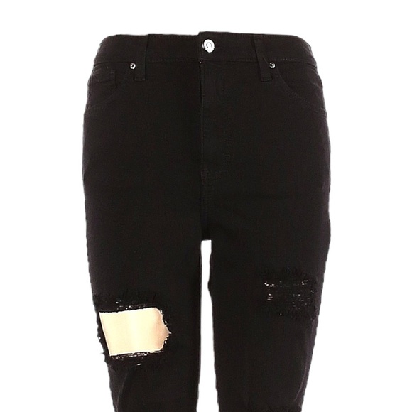 Topshop Jamie Distressed Black High Rise Window Rip Skinny Jeans Size 28 - Picture 4 of 10